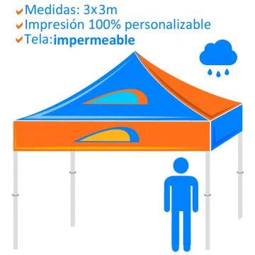 Carpa Personalizada Plegable 3x3m -Tela impermeable-