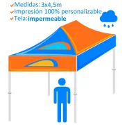 Carpa Personalizada Plegable  3x4,5m -Tela impermeable-