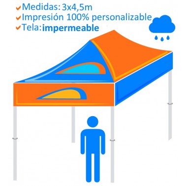 Carpa Personalizada Plegable  3x3m -Tela impermeable-