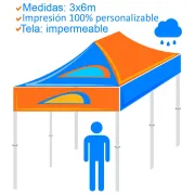 Carpa Personalizada Plegable 3x6m - Tela impermeable