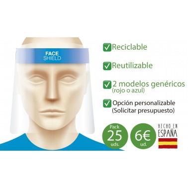 Viseras protección facial - Antivaho - 25 uds