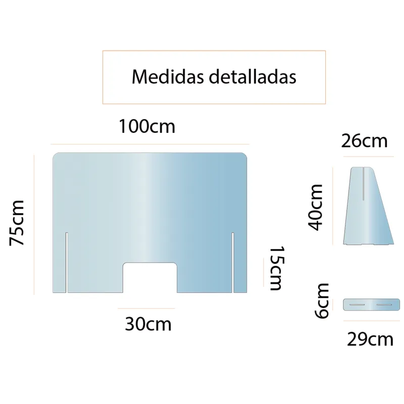 Mampara 100x70cm protección mostradores COVID