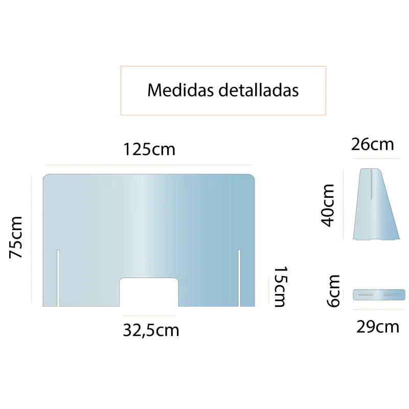 Mampara 120x75 protección mostradores Covid