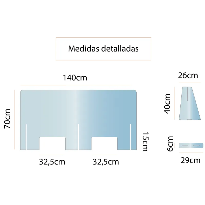 Mampara 140x70 protección mostradores Covid