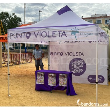 Ejemplo tejido en carpa publicitaria 3x3m